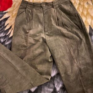 Vintage 100% Leather Pants - dark green